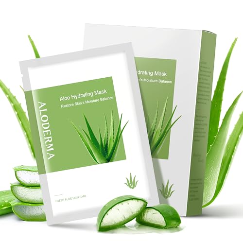 Aloderma Hydrating Sheet Face Masks with 87% Organic Aloe Vera - ...