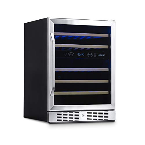 NewAir Built-In Wine Cooler and Refrigerator, Dual Zone 46 Bottle Capcity Fridge with Triple-Layer Tempered Glass Door, AWR-460DB