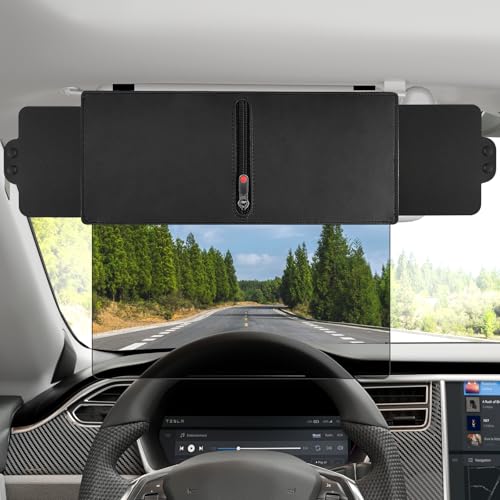 Image of Veharvim Polarized Sun Visor for Car with Zipper Slider, Upgraded UV400 Sun Visor Extension with PC Lens and 2 Side Sunshade, Anti-Glare Car Visor for Safe Driving,UV-Filtering /Protection