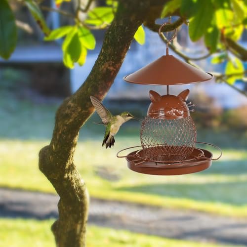 Mangeoire oiseaux résistante écureuils extérieurs et distributeur anti-déversement