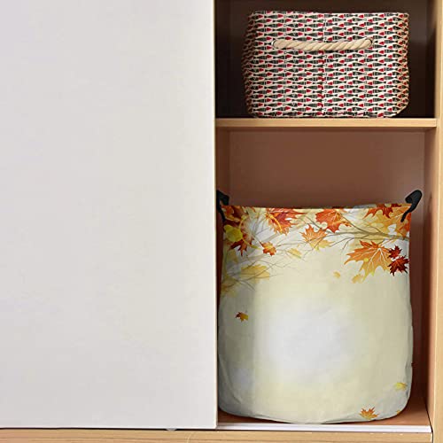 Waterproof Oxford Cloth Laundry Baskets - Foldable Laundry Hamper With Handles Warm Yellow Fallen Leaves And Sunlight In Autumn Storage Basket For Bedroom Dorm Laundry 13.8X17 Inch #TOP1