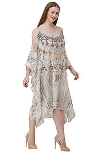 Image of RAVI RAJORIA Georgette Digital Printed Beach Wear Kaftan Blue Free Size R800 | Multi Color 2