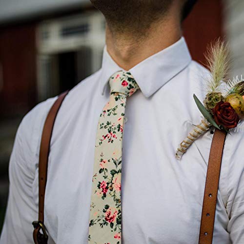 Image of Mantieqingway Floral Ties for Men Skinny Cotton Tie Flower Necktie