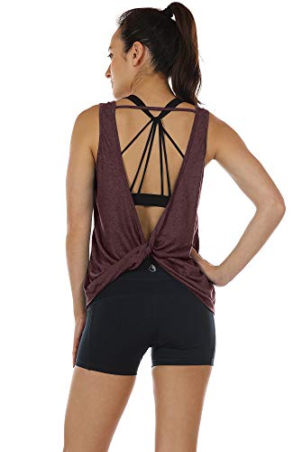 Image of icyzone Workout Tank Tops for Women - Open Back Strappy Athletic Tanks, Yoga Tops, Gym Shirts
