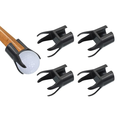 PATIKIL Golf Ball Retriever, 5 Pcs Golf Ball 4-Prong Pick Up Grabber Back Saver Claw Putter Grip Picker Upper Tool for Golfers Putter Swing Handle Accessories, Black