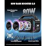 Speakers Bluetooth Wireless: 80W(Peak) Loud Speaker with Bass, 20H Playtime, IPX6 Waterproof, Large Jobsite Speakers for Work, Outdoor, Workshop, Garage, Portable Speaker with TWS (Black) - Image 2