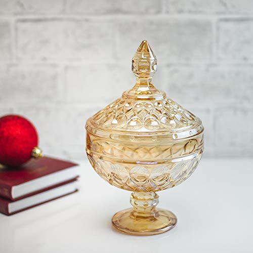 POTICHE DECORATIVO CRISTAL C/PÉ ANGEL ÂMBAR 15x24cm