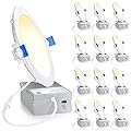 Ensenior 12 Pack 6 Inch Ultra-Thin LED Recessed Ceiling Light with Junction Box, 3000K/4000K/5000K Selectable, 12W 110W Eqv, Dimmable, 1050LM High Brightness - ETL and Energy Star Certified