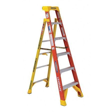 Werner L6206 6' Orange & Yellow Type Ia Fiberglass Leaning Ladder