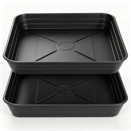 Feyvdzv 2 Pack Square Plant Saucer Tray 10 inch 6 8 10 12 14 16 18 20 inch Heavy Duty Plastic Square Plant Saucers for Indoors Outdoor Flower Planter Drip Trays for Pots Seed Starting Tray