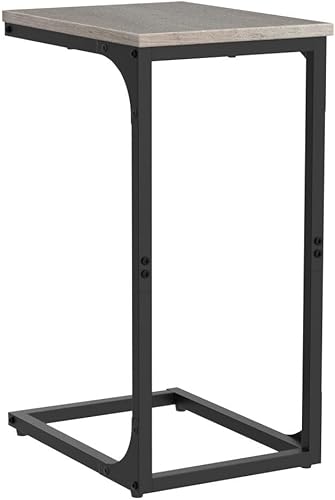 Miniatura 5 de VASAGLE Juego de 2 mesas auxiliares en forma de C, mesa auxiliar pequeña para sofá, mesa de sofá con marco de metal para sala de estar, dormitorio,