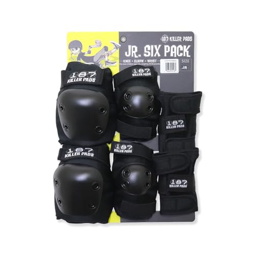 187 KILLER PADS (�����G�C�g�Z�u�� �L���[�p�b�h) JUNIOR SIX PACK �X�P�[�g�{�[�h �X�P�{�[ �L�b�Y �v���e�N�^�[ �Z�b�g �G �I ��� �W���j�A [���K�A���i] (JR, Black)