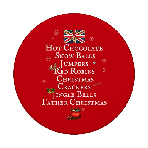 BRITISH CHRISTMAS LIST, UNION JACK FLAG UK, UNITED KINGDOM PopSockets Swappable PopGrip, Black - Image 3