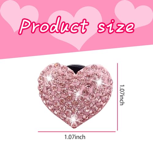 Image of 4 PCS Bling Car Air Conditioner Air Outlet Decoration, Diamond Studded Shiny Heart-Shaped Clip, Cute Charm Interior Aesthetic Ornaments for Women, Universal Car Interior Accessories (Pink)
