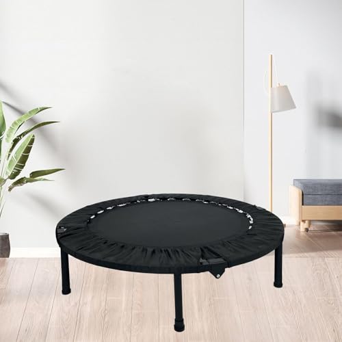 Image of Hop N Play Imported Folding Trampoline Jumping Trainer for Adults and Kids, Rebounder Trampoline with Metal Springs and Padding for Indoor and Outdoor 48 Inch Size (Black)
