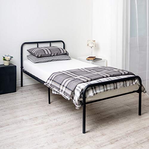 Home Treats Black Metal Curved Bed Frame 3ft Single.Bedroom Furniture (No Mattress)