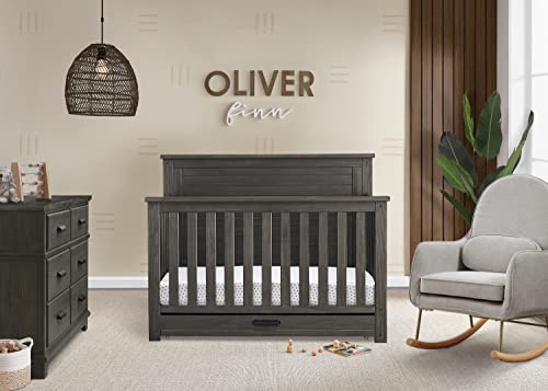 Delta Children Caden Crib 8-Piece Baby Nursery Furniture Set–Includes: Convertible Crib, Glider, Dresser, Changing Top, Crib Mattress, Sheets, Toddler Guardrail & Changing Pad, Rustic Grey
