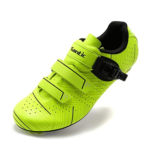 Santic Men's Cycling Shoes - Road Cycling Riding Shoes with Buckle - Green, Size 6 (US)