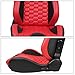 IKON MOTORSPORTS, Universal Racing Seats with Dual Sliders, Reclinable Red & Black PU + Carbon Leather with Hexagonal Quilting Sport Bucket Seats, 1 Pair Driver + Passenger Side