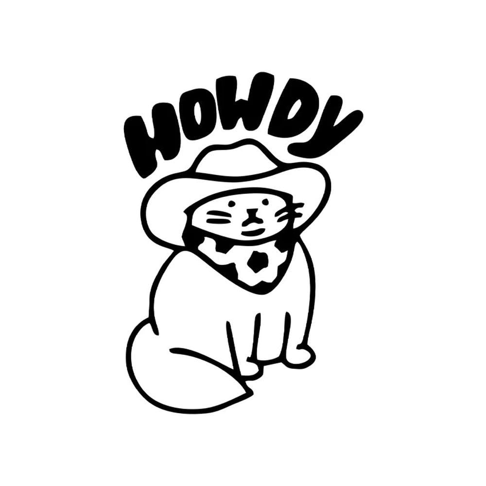 Auto Accessory Car Decals Howdy Cat Design Car Window Stickers Laptop Decal Auto Waterproof Vinyl Accessories Decors(Black)
