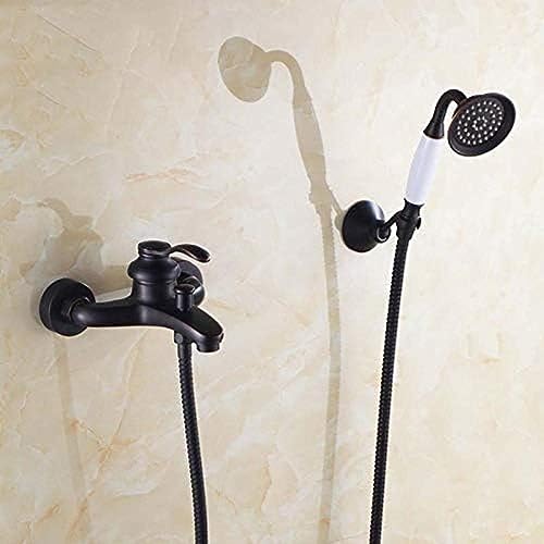 Baignoire de douche set noir avec robinet mural cascade LWX - 3