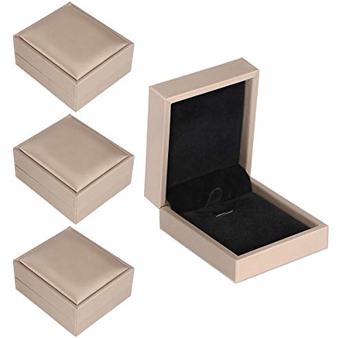 Sdoot Necklace Pendant Box, 4 Pack Premium PU Leather Jewelry Box Gift Boxes-Gold