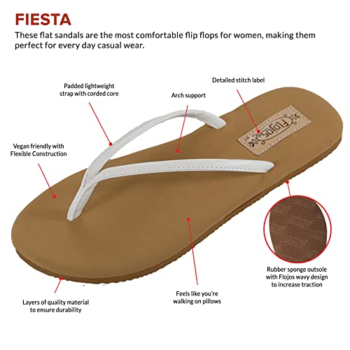 Flojos Unisex Adult Fiesta Flip Flop, White/Tan, 10 Us #TOP2