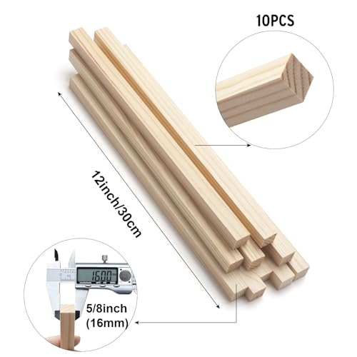 Square Wooden Dowels Wooden Sticks for Crafts 10 PCS 1.6 x 30cm Square Wood Dowel Rods for Crafts Unfinished Hardwood Wood Strips Slats for Woodworking Crafting - Image 2