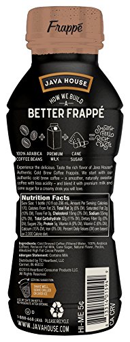 JAVA HOUSE Authentic Cold Brew Coffee, Mocha Frappe, 10 Ounce (Pack of 12) Ready to Drink