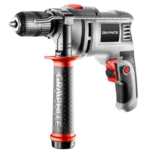 GRAPHITE Schlagbohrmaschine 650W, 13 mm Bohrfutter, Drehzahl 0-3000 U/min, Koffer + 10 Bohrer