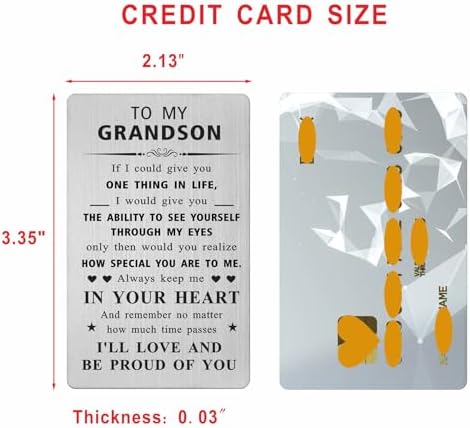 Gezxin Grandson Insert Card- Christmas Xmas Card Gifts for Grandson from Grandparents- To Our Grandson Birthday Valentines Father's Day Wedding Easter Presents