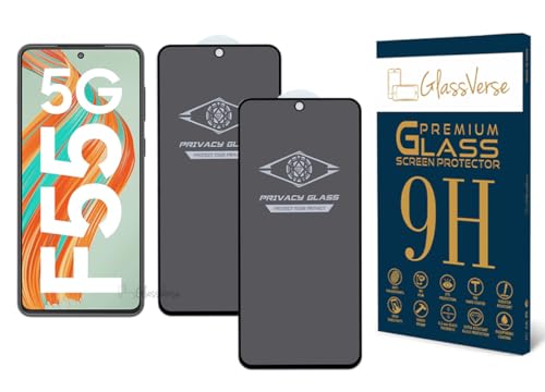 Image of GlassVerse Ultra Privacy Tempered Glass For Samsung Galaxy F55 5G (Pack Of 2) with Free Installation Kit. Edge To Edge. (In-Screen FingerPrint Lock will not work with the Privacy Guard) - 6.7 inch