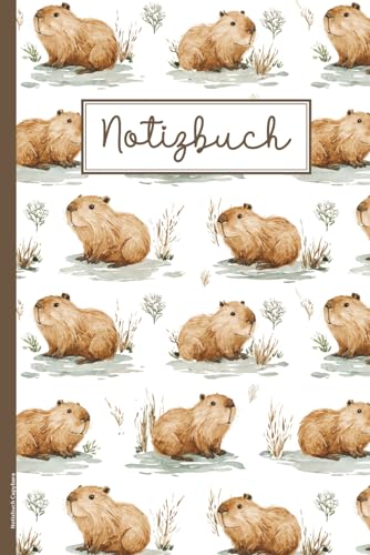 Notizbuch Capybara: Wasserschwein Buch für Notizen süsse Capybaras auf Notizheft A5 liniert als Tagebuch und Schreibheft Geschenk mit Südamerika Meerschweinchen Motiv dem größten Nagetier der Welt