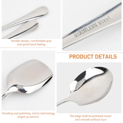 Dokeno Cucchiaio da servizio grande in acciaio inossidabile, 2 pezzi, cucchiai da servizio a manico lungo a buffet, cucchiaio per pala, per ristorante e banchetti (argento) - immagine 4