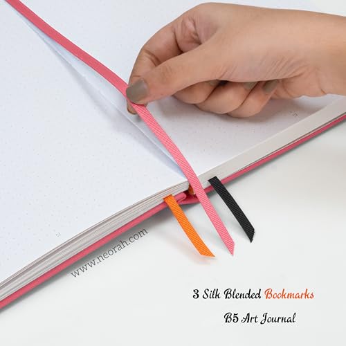 Image of NEORAH - B5 - ART JOURNAL | 200Gsm Dotgrid Notebook |160 Pages(25.0 x 17.5 cm) | Lay Flat |Hard Cover Bullet - Journal|3 Bookmarks |Elastic Closure | Inner BackPocket | Ideal-Junk Journal (PINK)