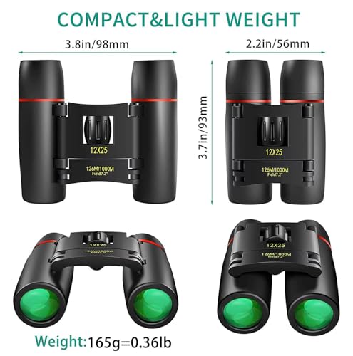 Binoculares compactos 12x25 para adultos y niños miniatura 3