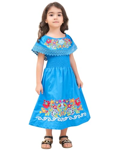Image of Mexican Dress for Girls Traditional Vestidos Mexicanos Cinco de Mayo Embroidered Dresser Toddler Kids