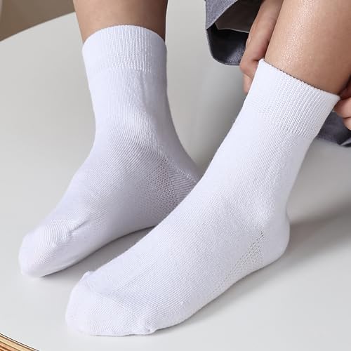 Santgoo Boys/Girls Seamless Socks Crew Dress Socks Kids White School Cotton Soft Socks