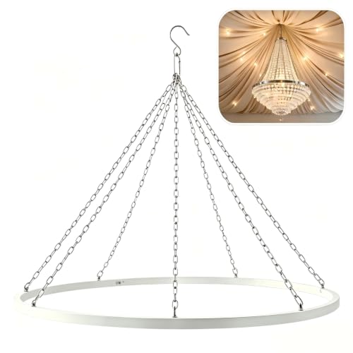 Heavy-Duty 24" Ceiling Drapes Hanging Kit for 6 Panels, Canopy Hoop Ring