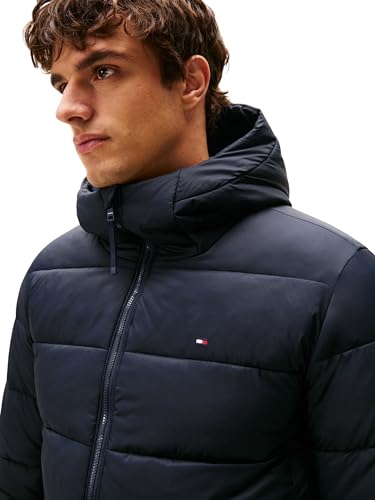 Tommy Hilfiger Herren Pufferjacke Mid Weight mit Kapuze, Blau (Desert Sky), XXXL – Ansicht 3