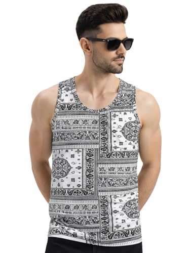 Image of Veirdo Men's Sleeveless Regular Fit Tshirt, All Over Printed Vest for Men, Cotton Sando for Beach Wear, Gym, Cycling, Running, & Other Sports (Available in Different Pattern)