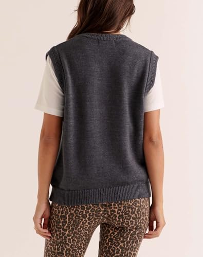 Image of Women Christmas Sweater Vests Santa Claus Print Sleeveless Knit Cardigan Vest Christmas Holiday Tank Top