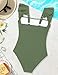 Qaoerde Girls Swimsuits Size 14-16 Teen Swimsuits for Girls One Piece Swimsuit Ruffle Solid Color Ruched Bathing Suit for Teens Padded Swimwear Green 15-16Y