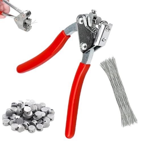 Alicates de Sellado, Juego de alicates de precintar de Acero, alicates para precintar Contadores, con 80 Alambres de Precintar de 170 mm, Acero 80 Piezas Ø 8, Ø 10 Precintos Redondos, para Logística