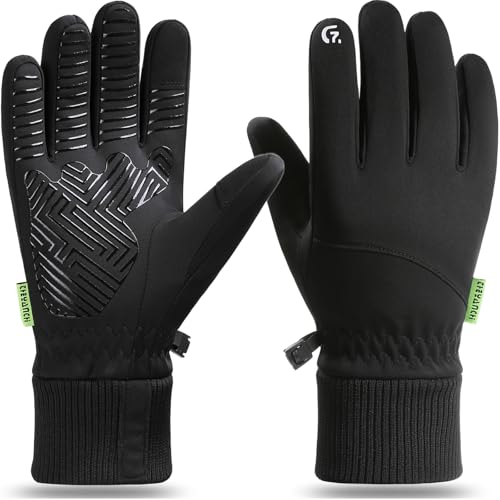 weiatas Winter Gloves for Men Women Waterproof, Warm Touch Screen Snow Gloves for Cycling Driving Hiking Running Skiing Working, Windproof Cold Weather Thermal Gloves (Black, Medium)