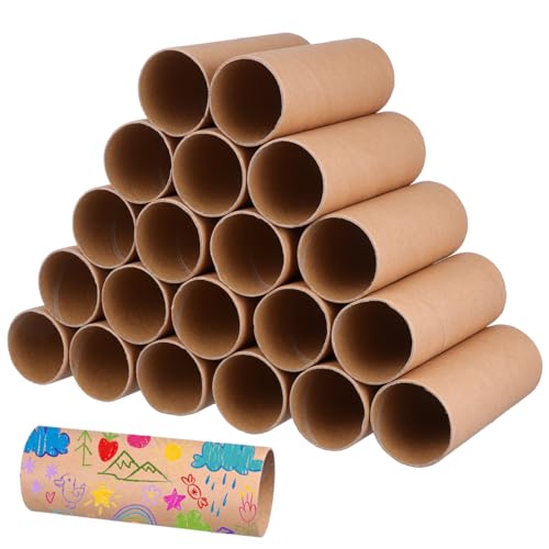 Healifty 20pcs Cardboard Tubes for Craft: Round Kraft Paper Tubes Cardboard Rolls for DIY Arts and Crafts Projects (Brown)