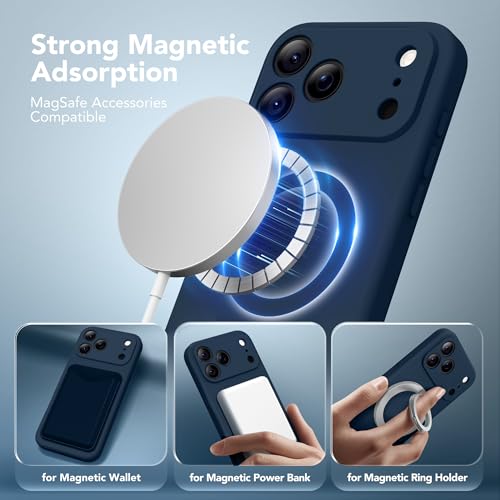 Image of Magnetic for iPhone 17 Pro Max Case, Compatible with MagSafe, [Full Camera Protection][Screen Protector] Silicone Shockproof Protective Phone Case for iPhone 17 Pro Max 6.9 inch, Cobalt Blue