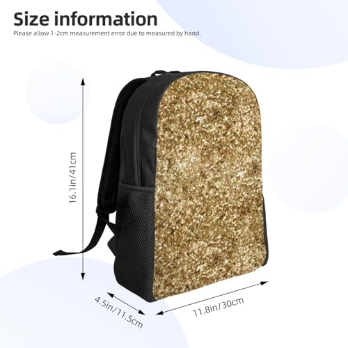 Gold Confetti Glitter Backpack – Water-Resistant Laptop Bag, 15" Compartment, Lightweight Unisex Daypack For Work & Travel3