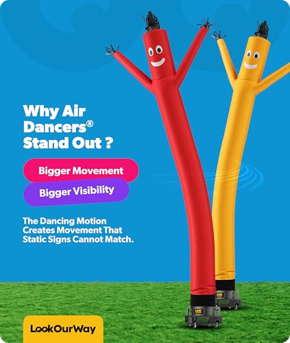Image of LookOurWay Air Dancers Wacky Waving Inflatable Tube Man Set - 20 Feet Tall Inflatable Dancing Man with Blower for Business Advertising