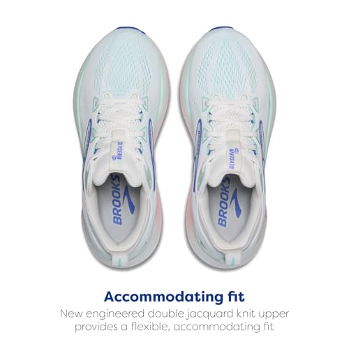 Brooks Women’s Glycerin 22 Neutral Running Shoe - White/Limpet Shell/Amparo Blue - 7.5 Medium